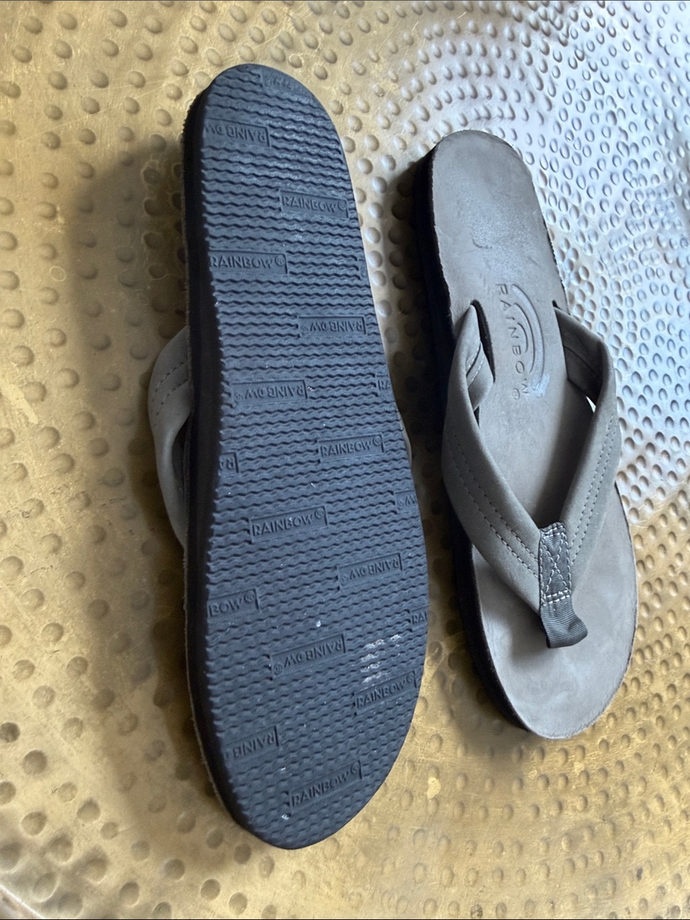 Rainbow Sandals Grey Suede Flip Flops - Picture 2 of 4